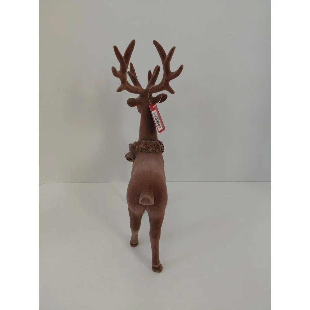 Christmas‎  Flocked Reindeer 12 x 7 Inches Brown NWT